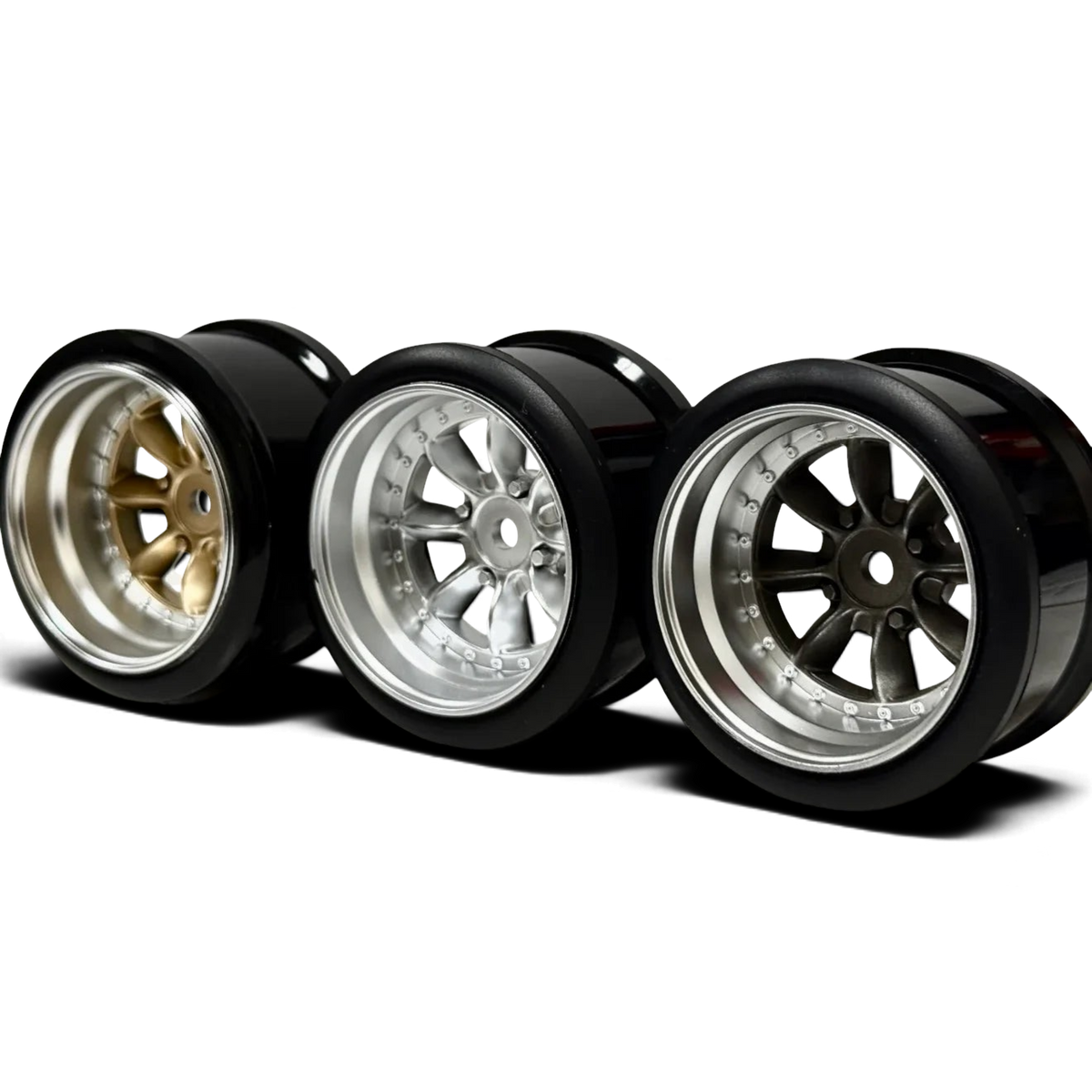 Jantes RIMS PANA 8 branches, style 1/10 Or, avec décalage de 8 mm, customisation pour voiture, marque Hayashi Garage.