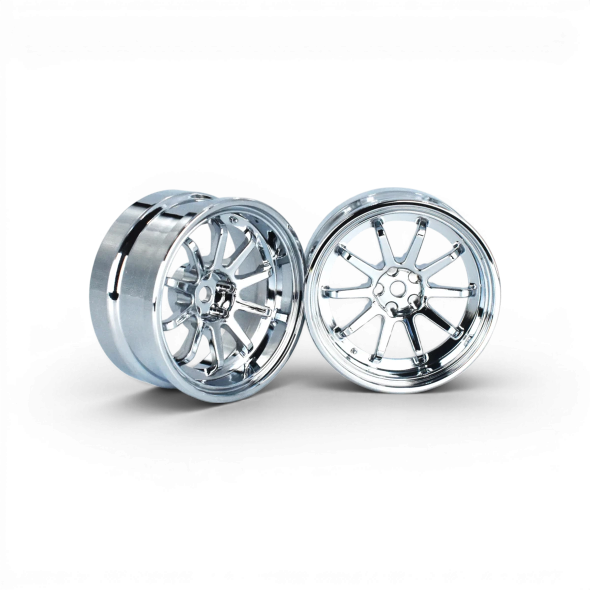 Jantes VR10 offset 6mm chromées de Team Reve D, roues sportives en alliage pour voiture, vue de face.
