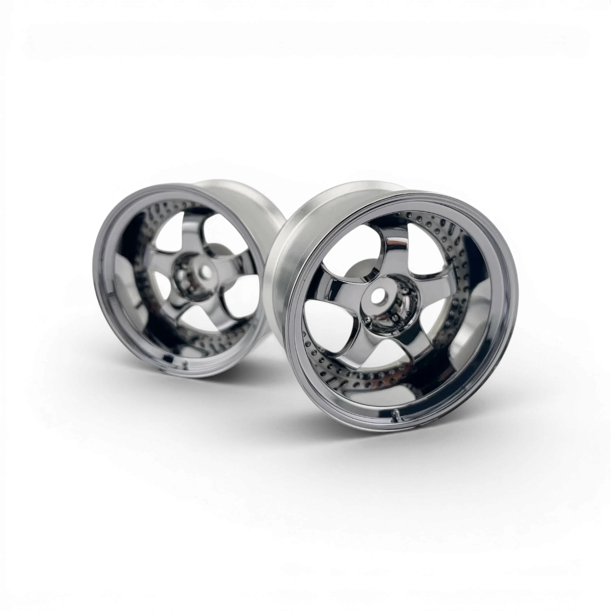 Jantes WORK MEISTER S1 3P OFFSET 8 en chrome, roues de haute performance, marque Custom lab's, vue de face avec finition brillante