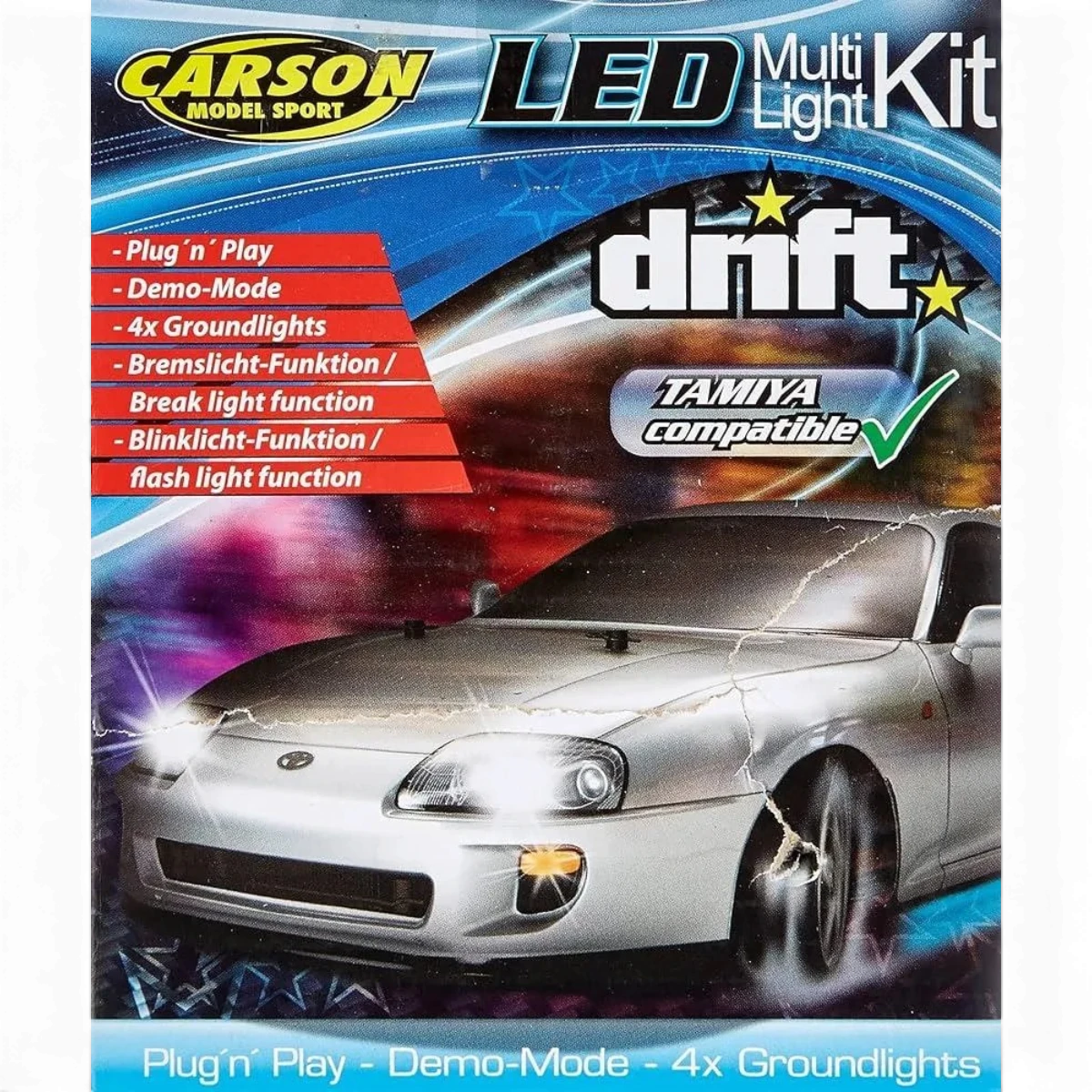 Kit LED Drift électronique Carson avec lumières LED colorées pour voitures radio contrôlées.