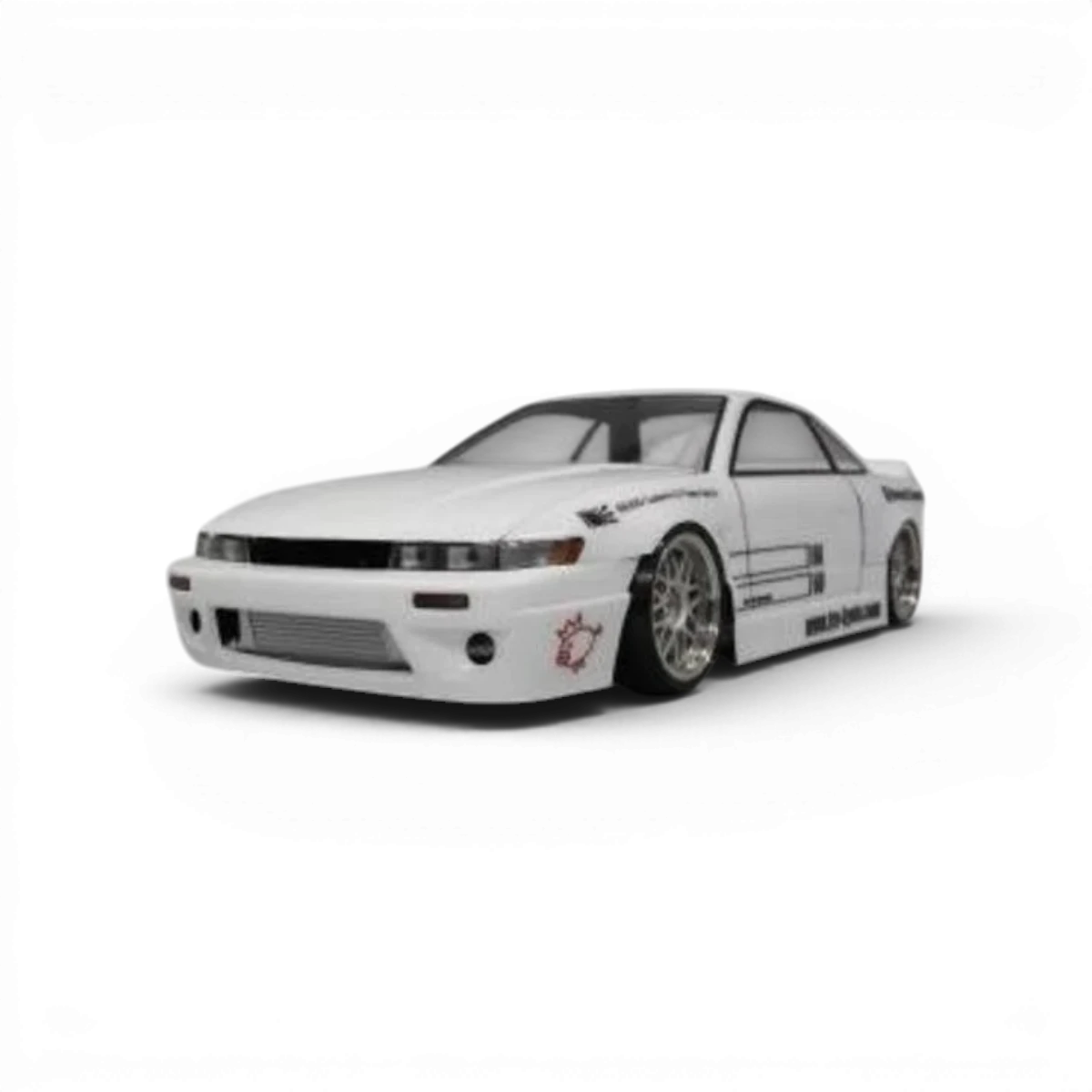 Kit carrosserie Rocket Bunny complet pour Nissan S13, conçu par Addiction RC Design, avec ailes et pare-chocs sportifs.