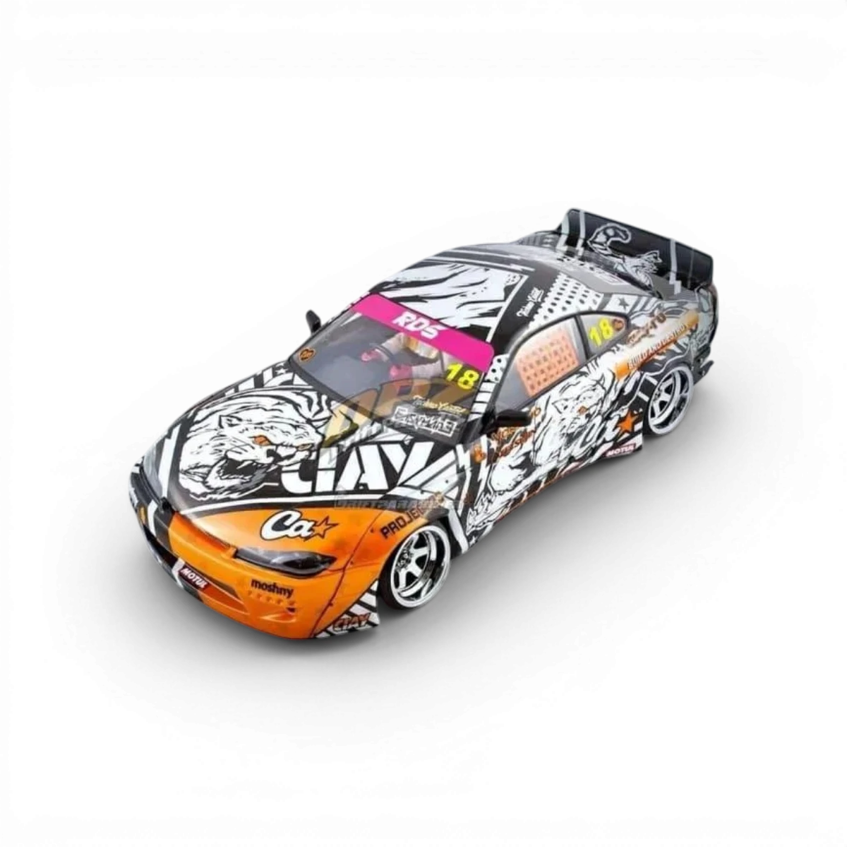 Kit de carrosserie Rocket Bunny complet pour Nissan S15, conçu par Addiction RC Design, visible en détails dans cette image.