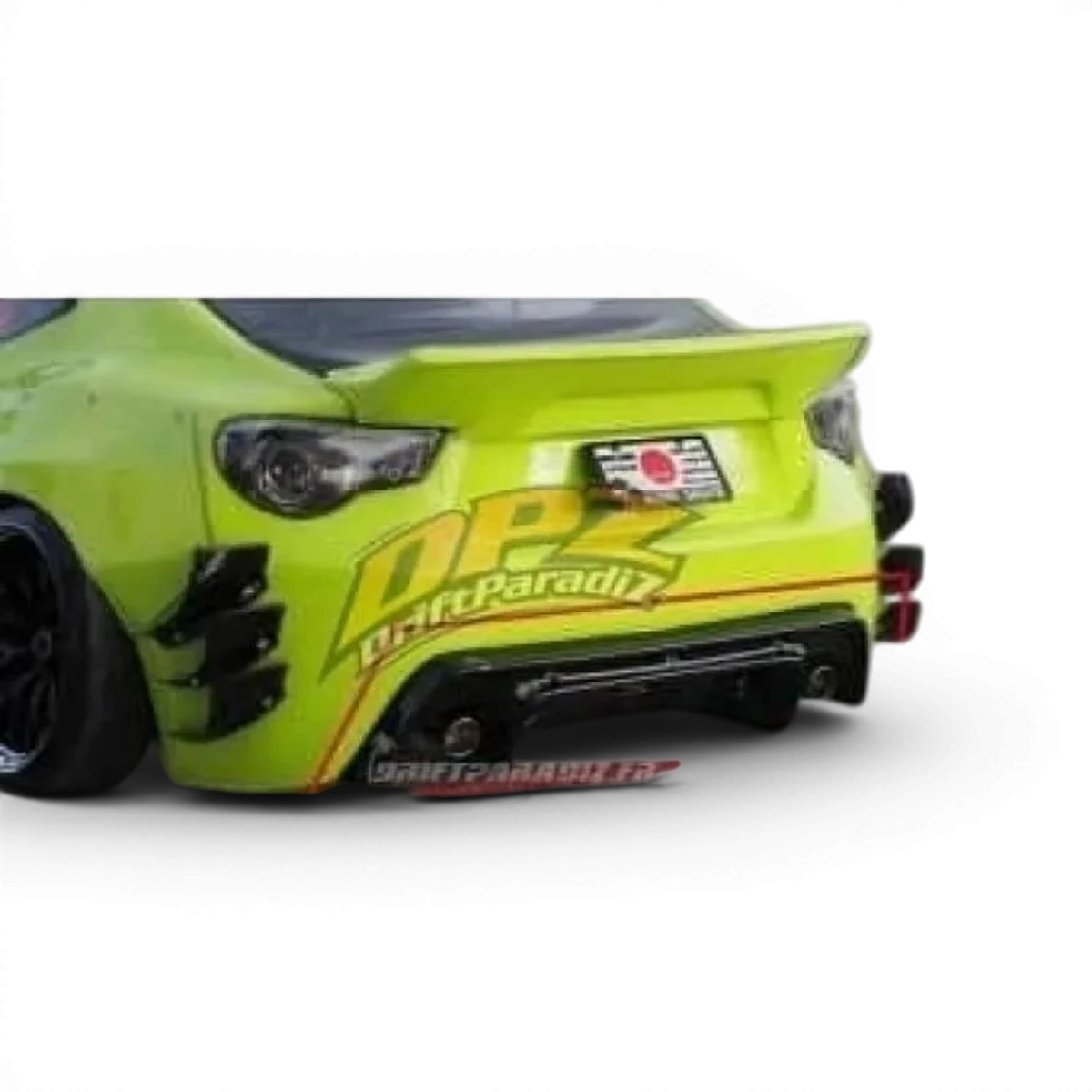 Kompletní body kit Rocket Bunny V3 pro Toyota GT86 od Addiction RC Design, na obrázku viditelný s křidélky a designovými prvky.
