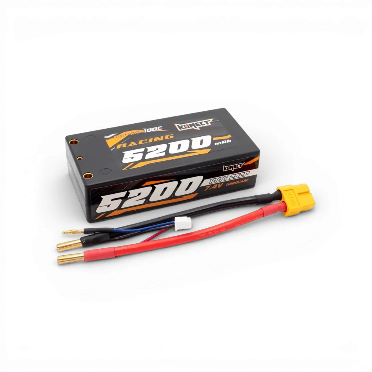 Batterie LiPo Konect 5200mAh 7,4V 100C pour drone, format Shorty, électronique haute performance.