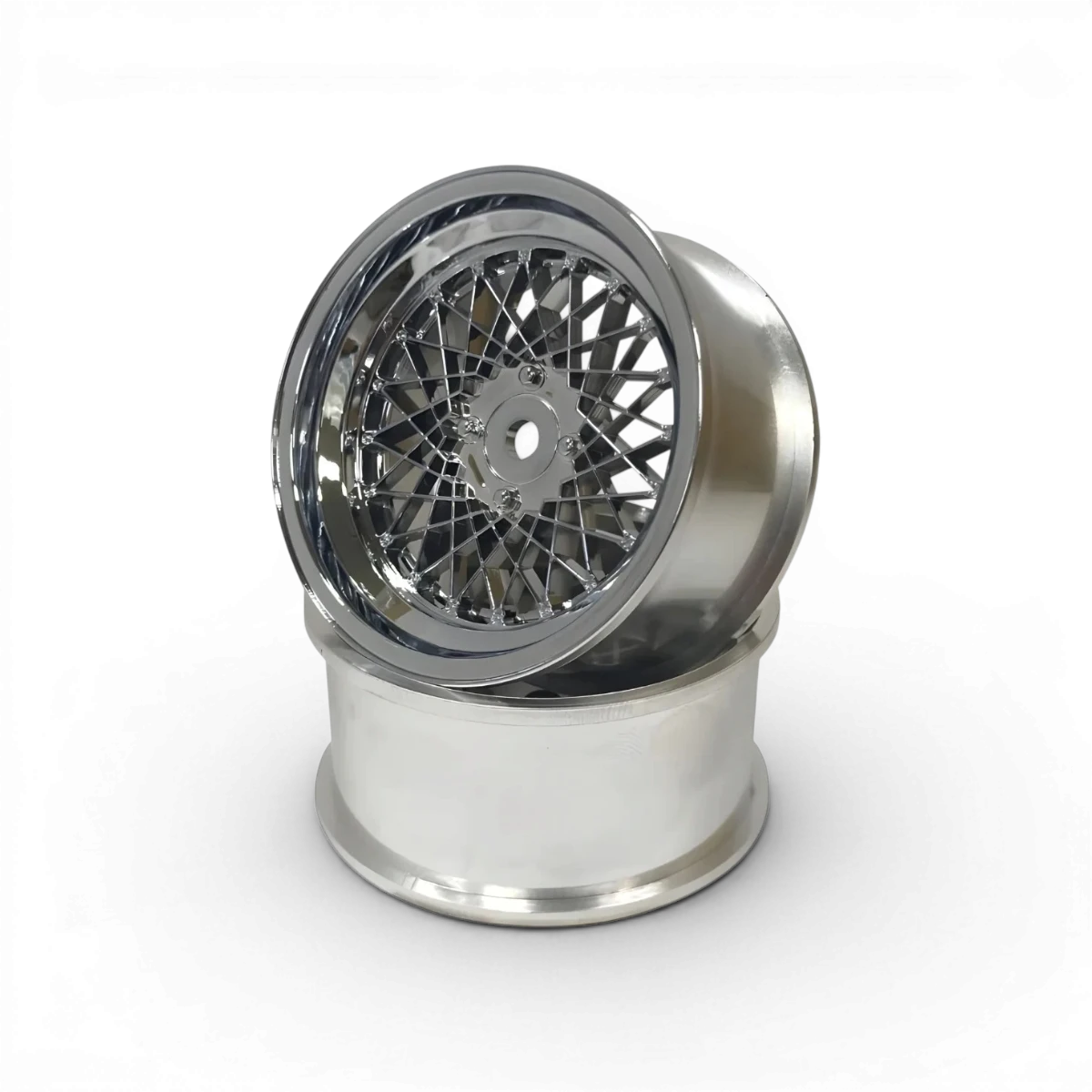 Roue Mesh Chrome Offset 3 de Mikuni Factory avec finition chromée brillante et design léger, vue de face.