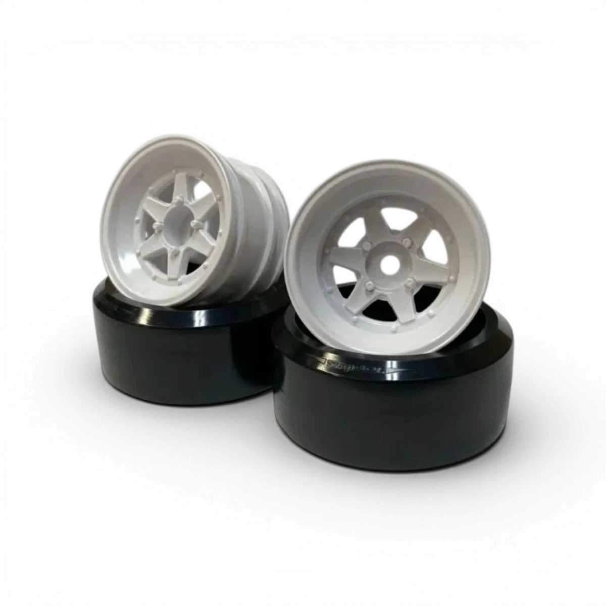 Roues MINI LONG CHAMP XR-4 OFFSET8 blanches de la marque Topline, vue de face, avec détails techniques visibles.