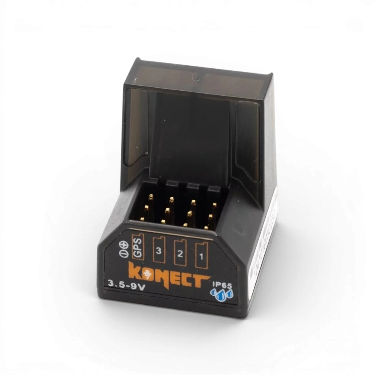 Mini récepteur étanche 4 voies de la marque Konect, électronique compact avec antenne pour contrôle sans fil.