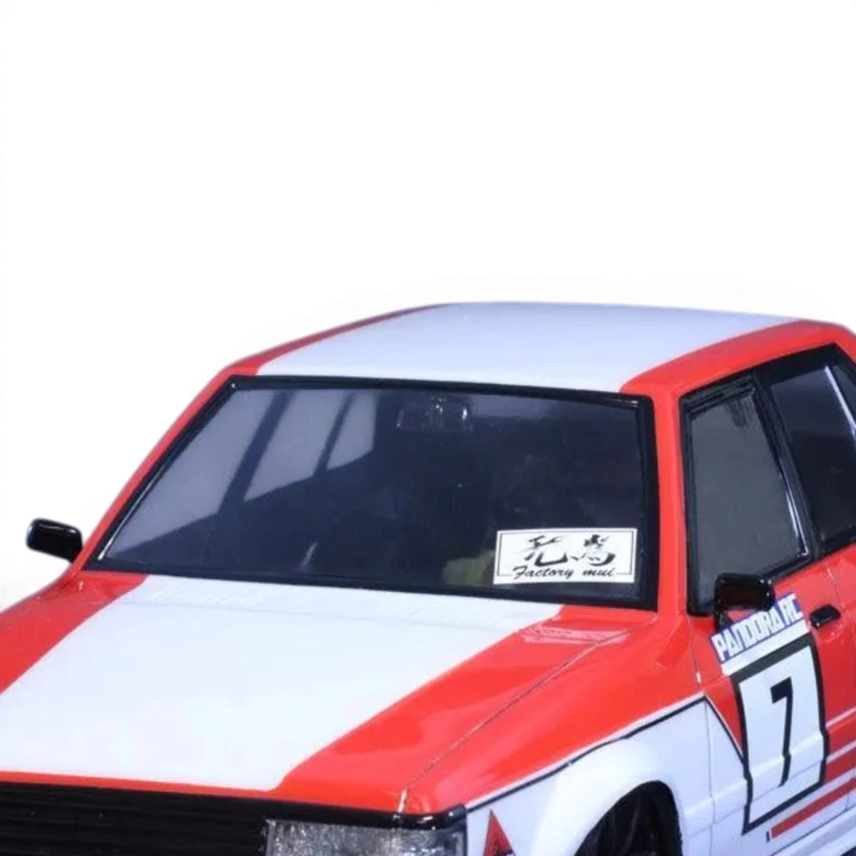 Carrosserie pour Mitsubishi Lancer EX de la marque Pandora RC, modèle PABG, vue de face avec détails de la carrosserie.