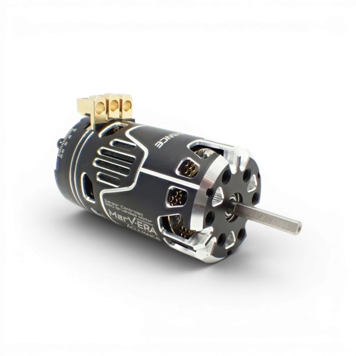 Moteur brushless MerV-ERA 10.5T Acuvance, moteur électronique pour véhicules RC, vue en gros plan.