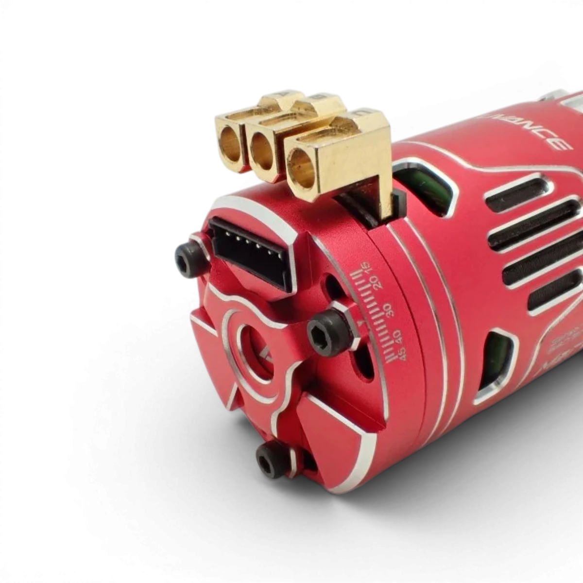 Moteur brushless MerV-ERA 10.5T Acuvance, électronique pour modèle RC, vue de face avec détails du rotor et du câblage