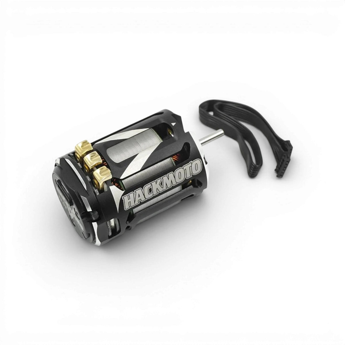 Moteur brushless sensored Hackmoto V 13.5T 540 de Yeah Racing, électronique pour voiture RC, vue de face avec câbles connectés.
