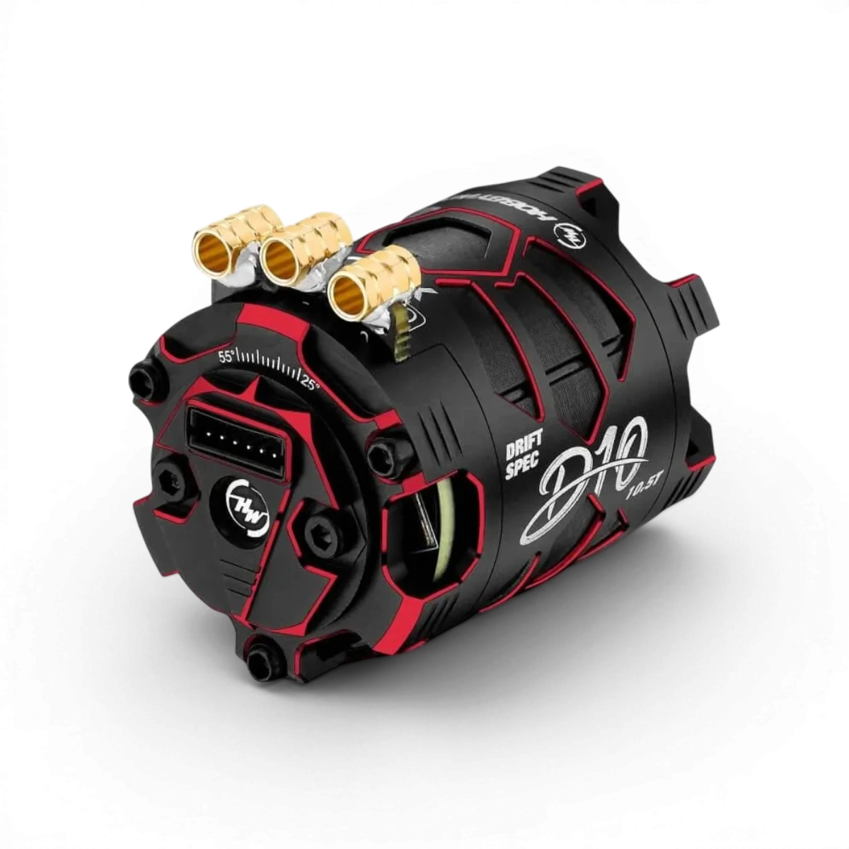 Moteur électronique Hobbywing Xerun D10 Brushless 13.5T noir et rouge pour drift, haute performance et design compact.