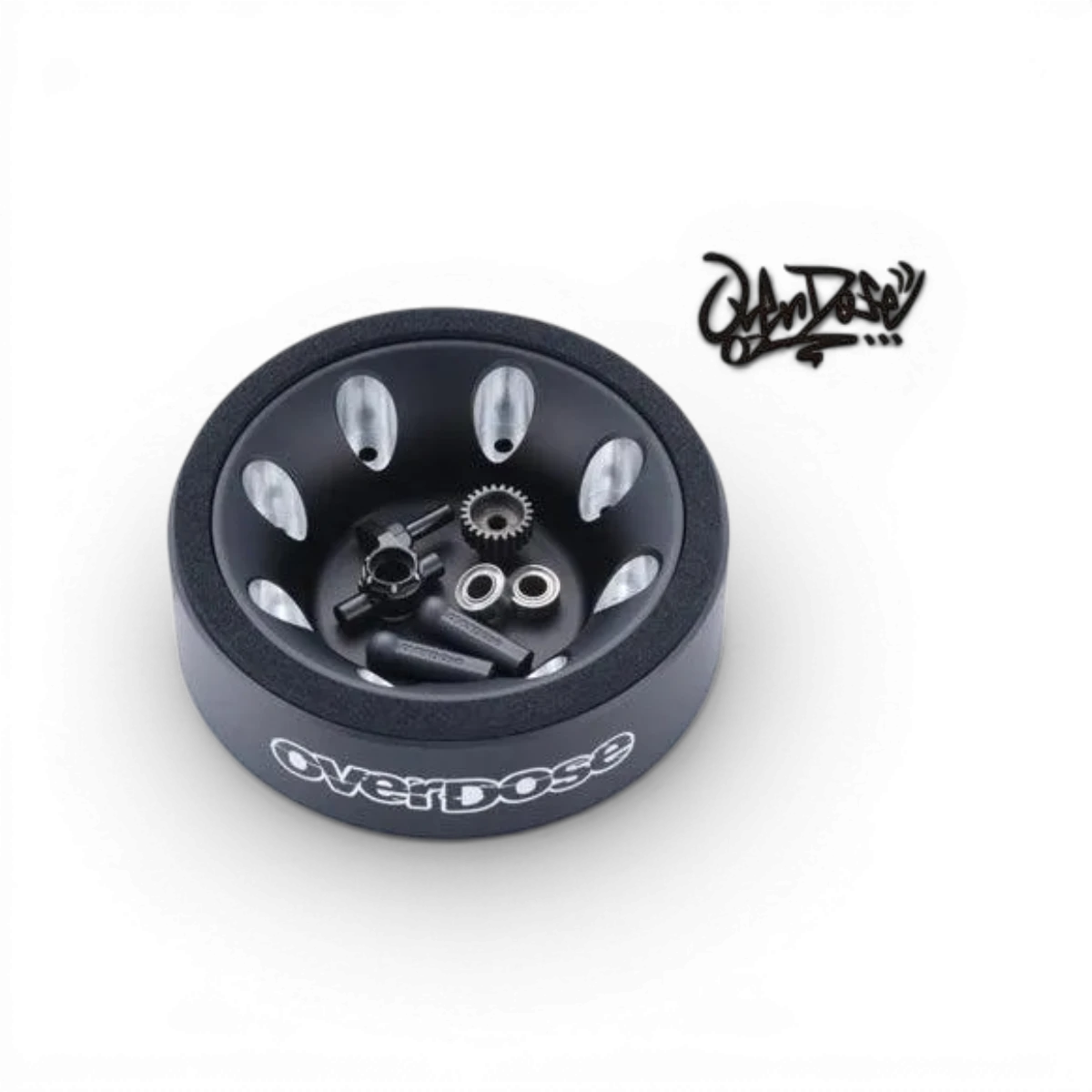 Support multi-stand en aluminium pour RC, pièce détachée de la marque Overdose, avec structure solide et design léger.