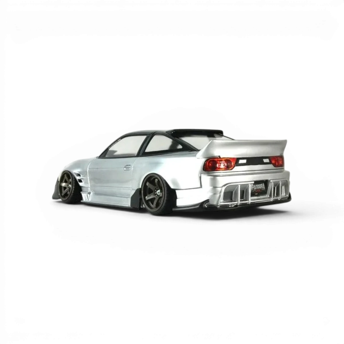 Carrosserie Nissan 180SX Fujin ORIGIN Labo pour modèle réduit Pandora RC, détails précis et finition réaliste visible dans l'image.
