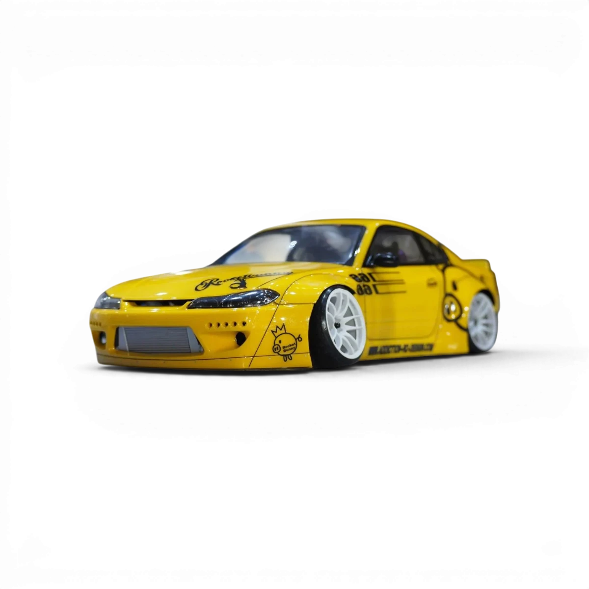 Carrosserie Nissan S15 Silvia Rocket Bunny de Addiction RC Design, vue détaillée de la carrosserie en plastique.