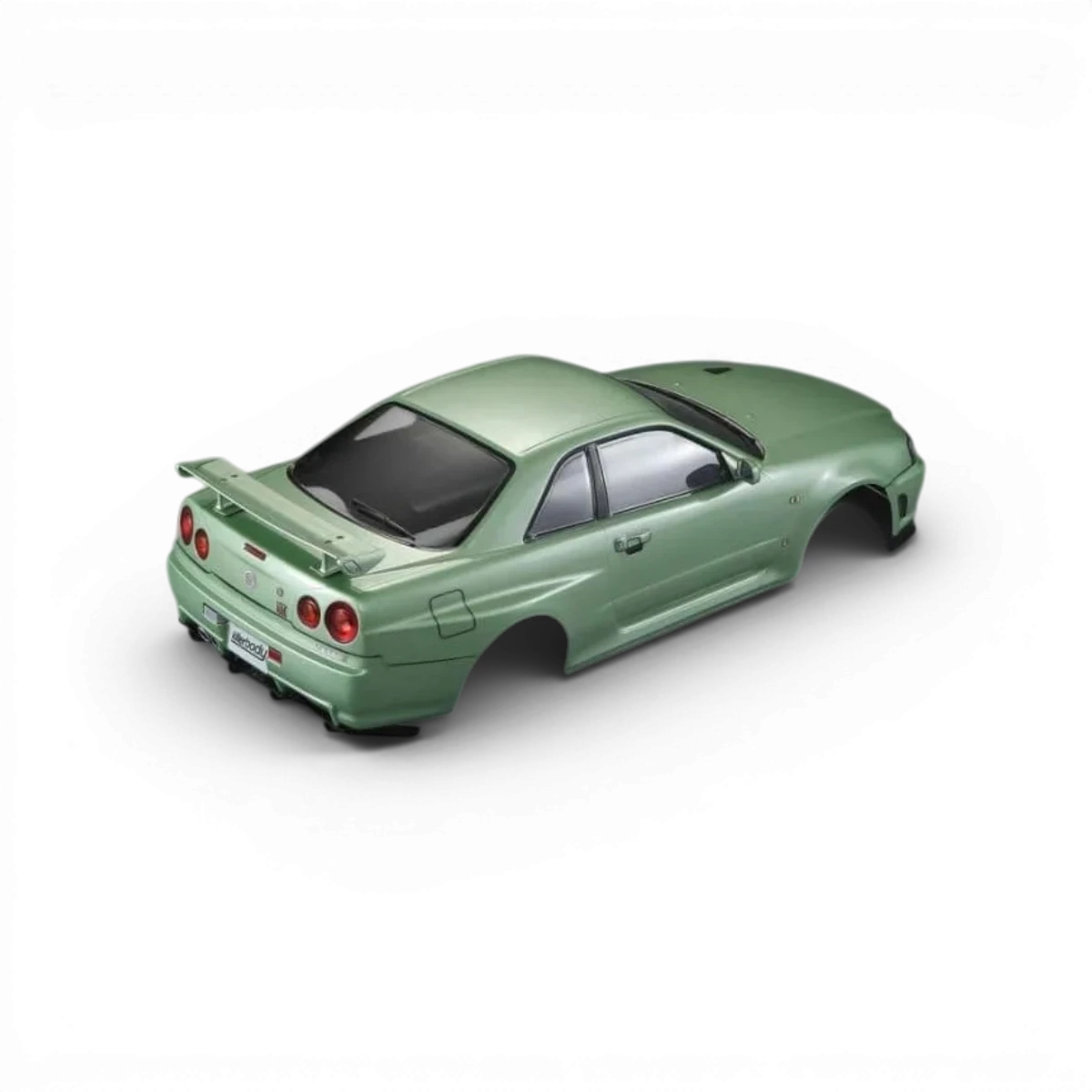 Carrosserie Nissan Skyline R34 GTR vert champagne de la marque Killer Body, vue de face dans l'image.