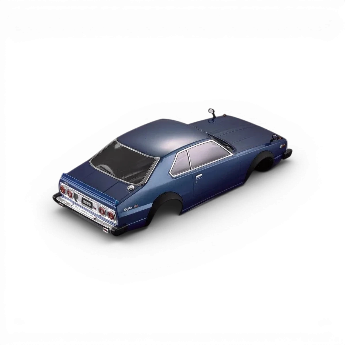 Carrosserie Nissan Skyline 2000 GT bleue de la marque Killer Body, vue détaillée de la carrosserie pour modélisme.