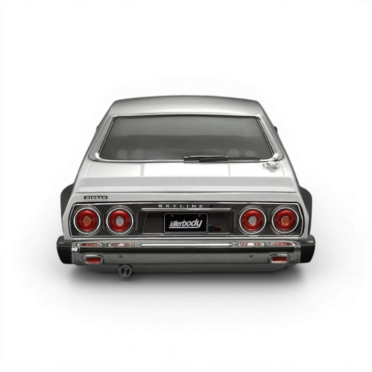 Carrosserie Nissan Skyline 2000 GT de la marque Killer Body, vue en détail, finition réaliste pour modélisme automobile.