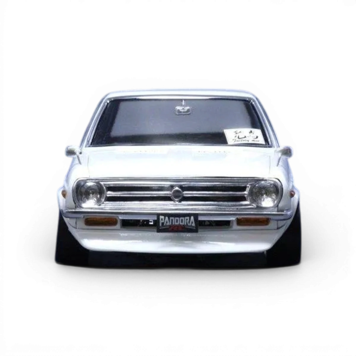 Carrosserie pour Nissan Sunny B110 de Pandora RC, détail noir avec motifs, adaptée pour voiture radiocommandée.