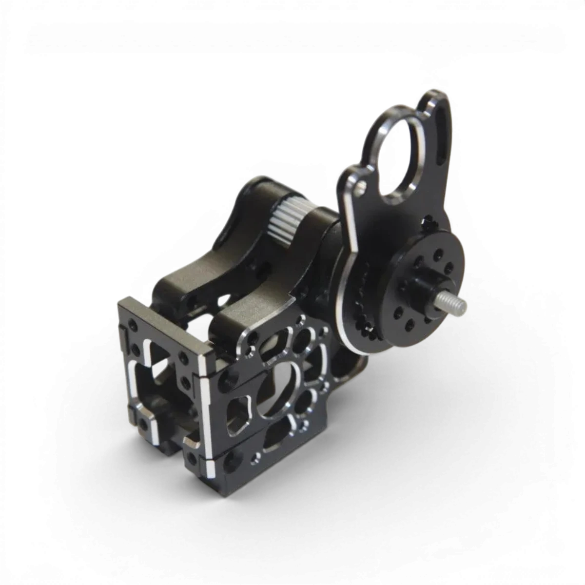 Cage différentielle noire avec platine supérieure et tour amortisseur pour YD2, fabriquée par RhinoRacing.