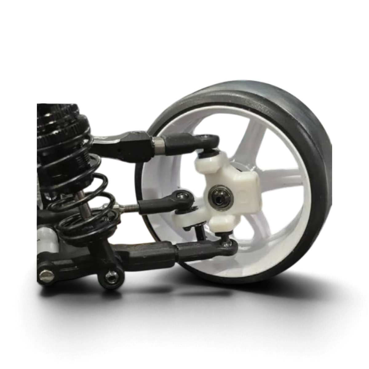 Fusées avant Topline M-SPEC ZERO pour RC Drift, en derlin blanc avec roulements entièrement céramique