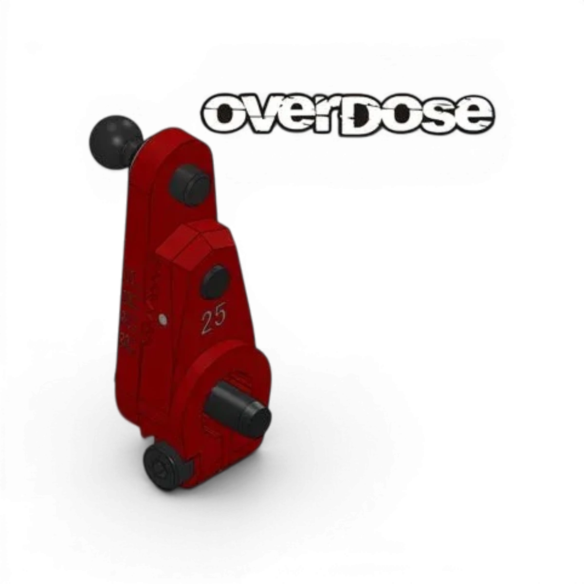 Palonnier servo réglable Type-2 de la marque Overdose, pièce détachée pour modélisme, visible en détail sur l'image.