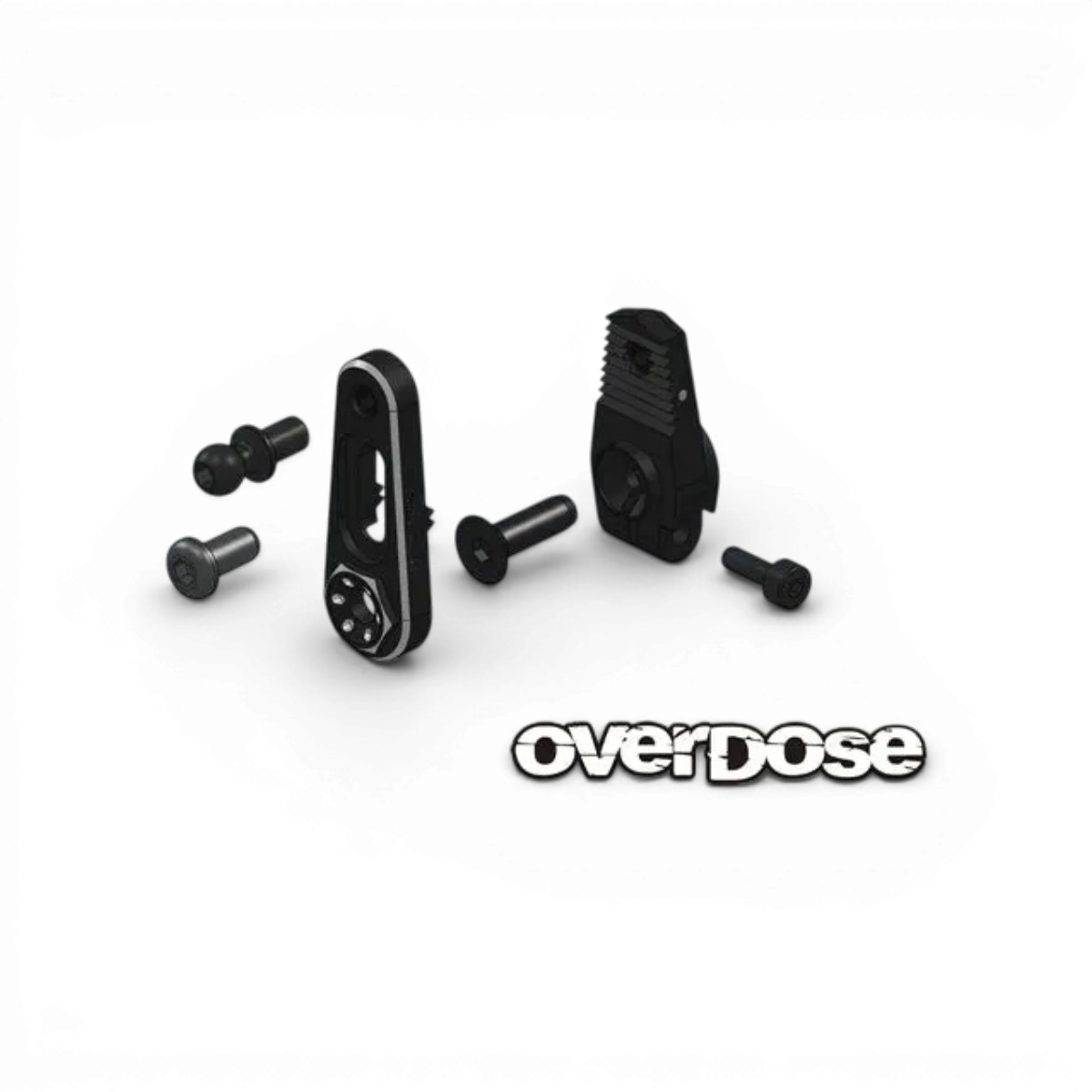 Palonnier servo réglable Type-2 d'Overdose, pièce détachée pour modélisme RC, en métal avec ajustement précis.