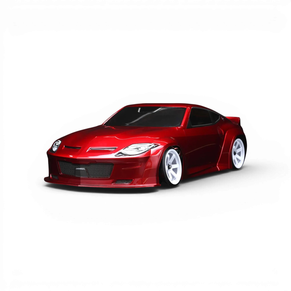Carrosserie peinte Nissan Fairlady Z RZ34 pour modèle radiocommandé Team Yokomo, détails réalistes et finition soignée.