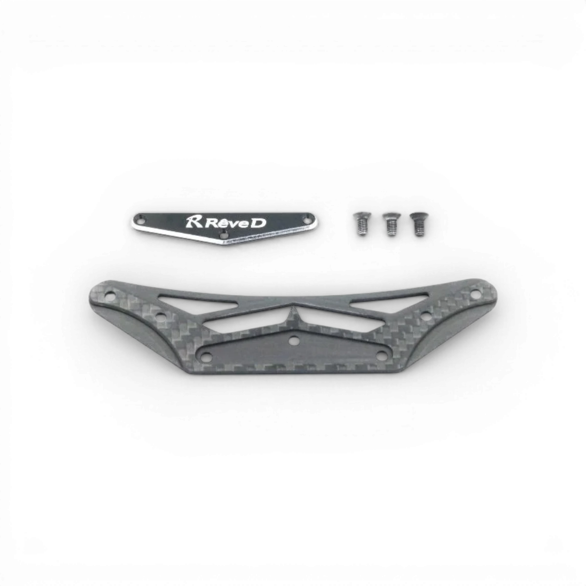Pare-choc avant en carbone et aluminium de la pièce détachée Team Reve D, avec finition légère et design sportif.