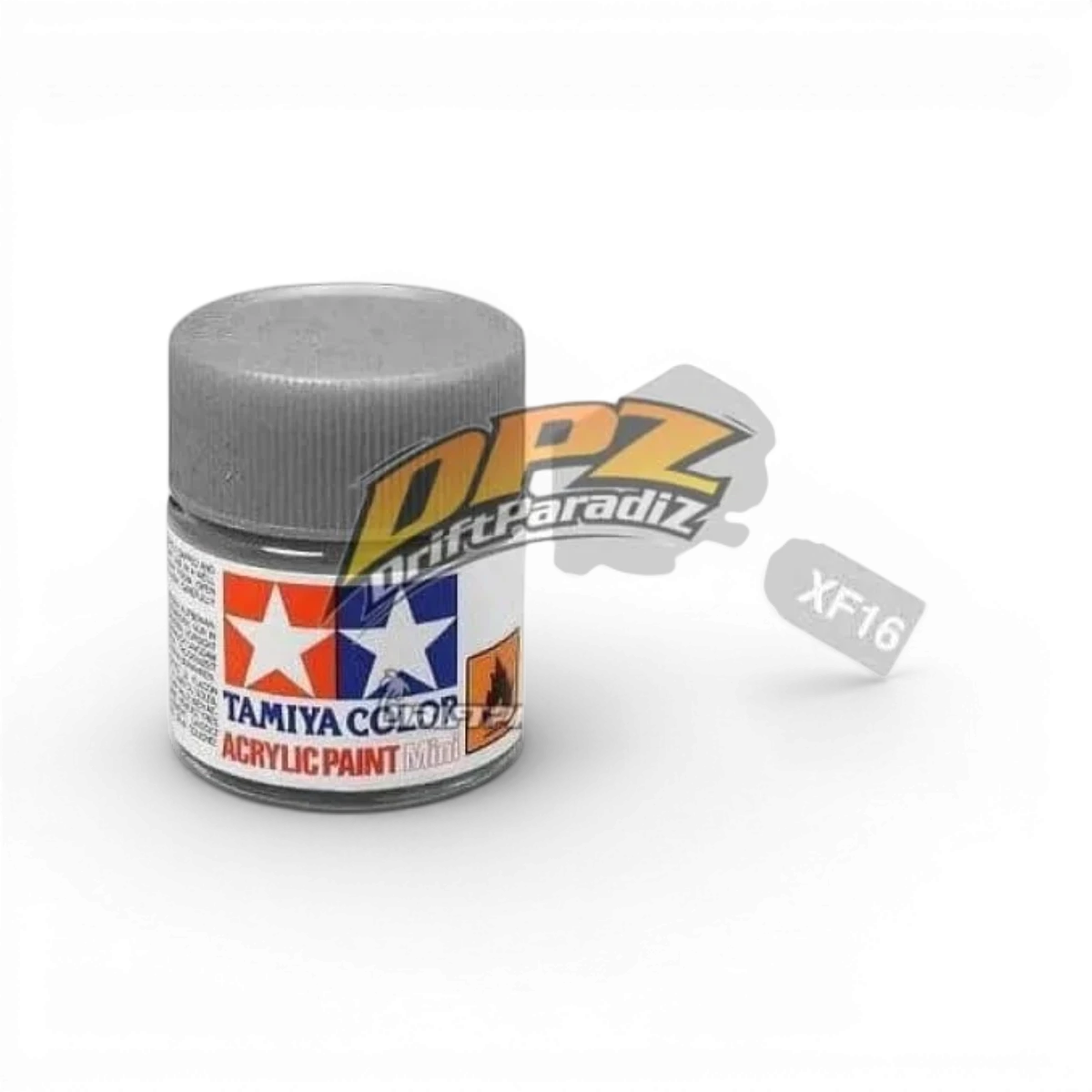 Peinture aluminium mat Tamiya XF16, pot de peinture pour modèles et maquettes, finition fine et durable.