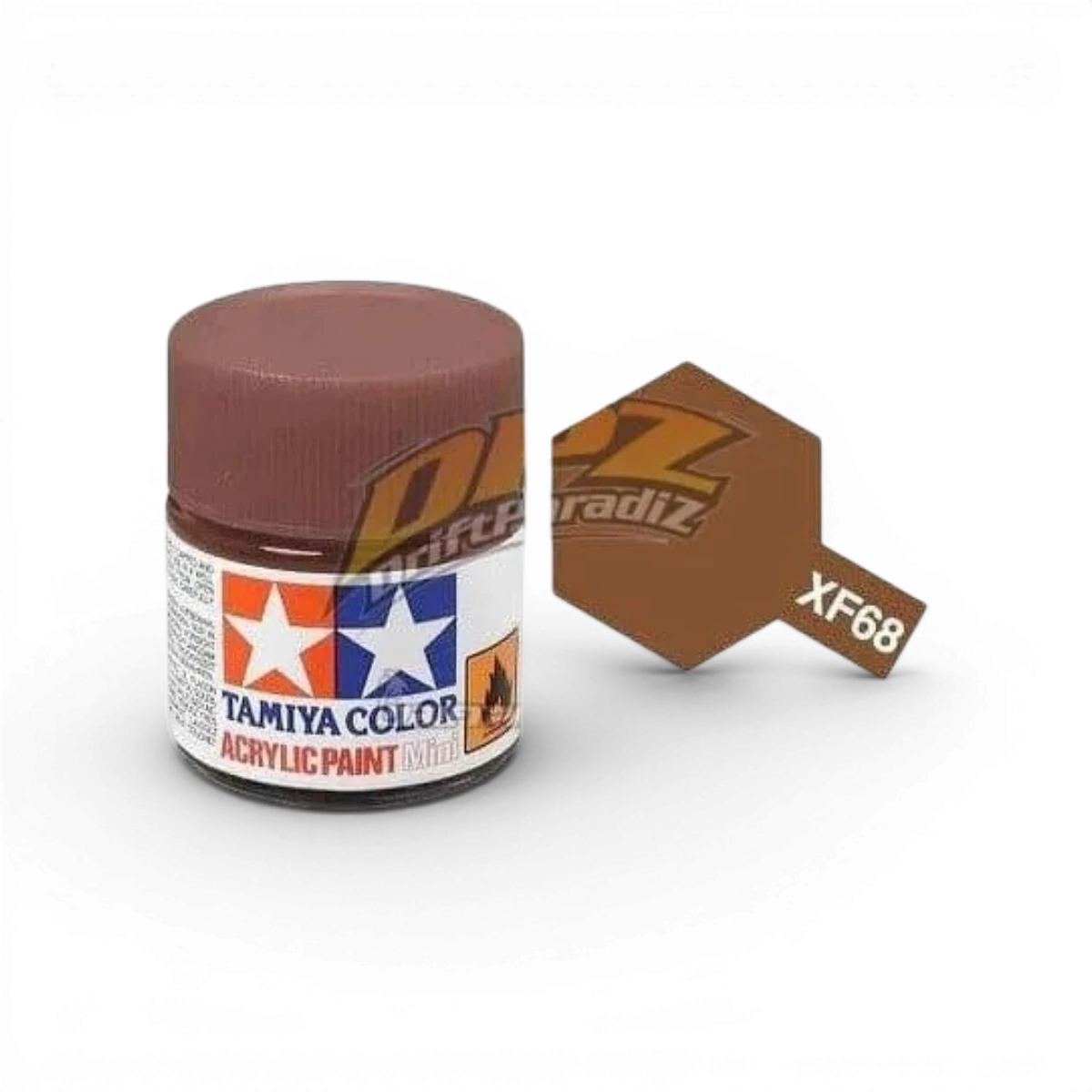 Peinture Tamiya Brun OTAN Mat XF68 pour modèles réduits, bouteille de peinture acrylique de couleur marron mat.