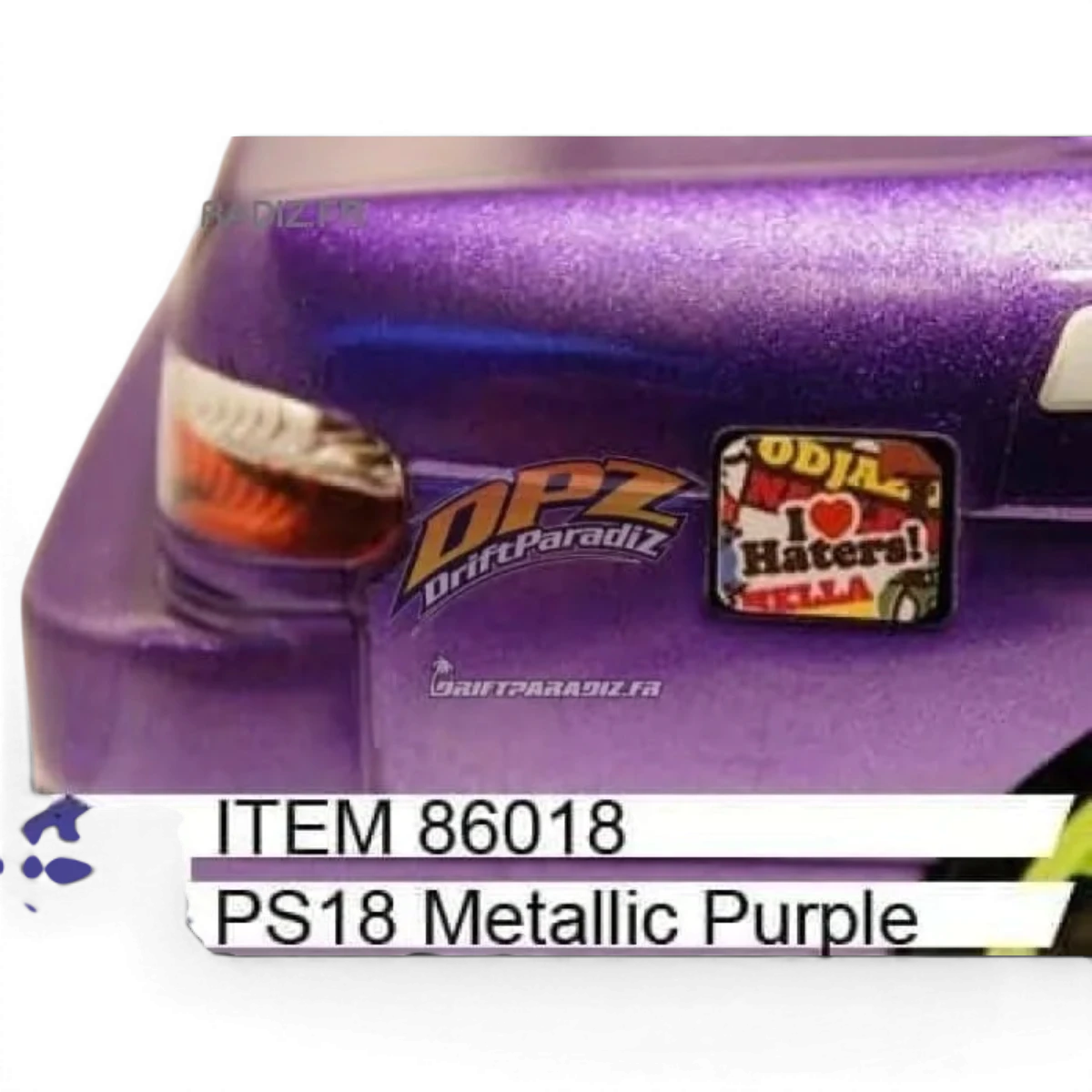 Peinture Lexan PS18 violet métallisé de Tamiya, peinture pour plastique avec finition métallique brillante.