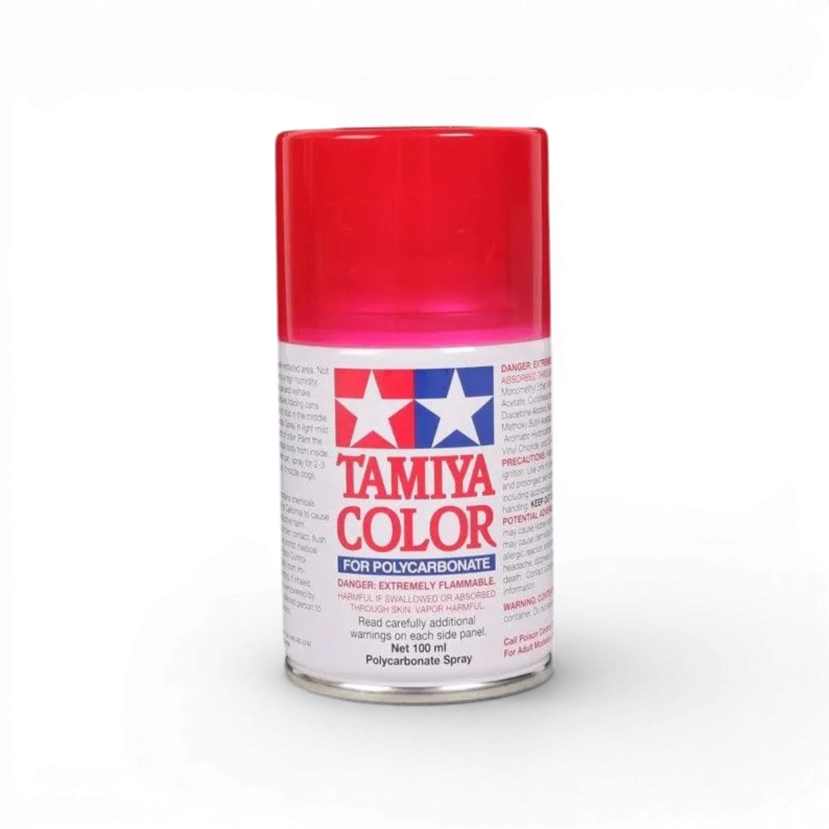 Peinture Lexan PS37 rouge translucide de Tamiya, peinture pour plastique transparent, visible en tube avec étiquette.
