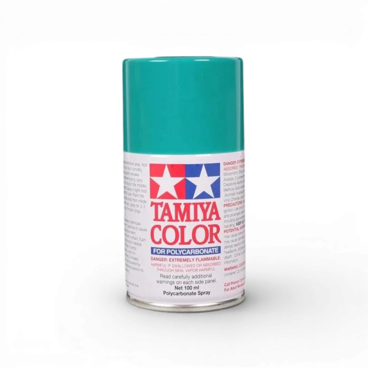 Peinture Lexan Tamiya PS54 vert cobalt, bouteille de peinture pour carrosserie en plastique, vue en gros plan.
