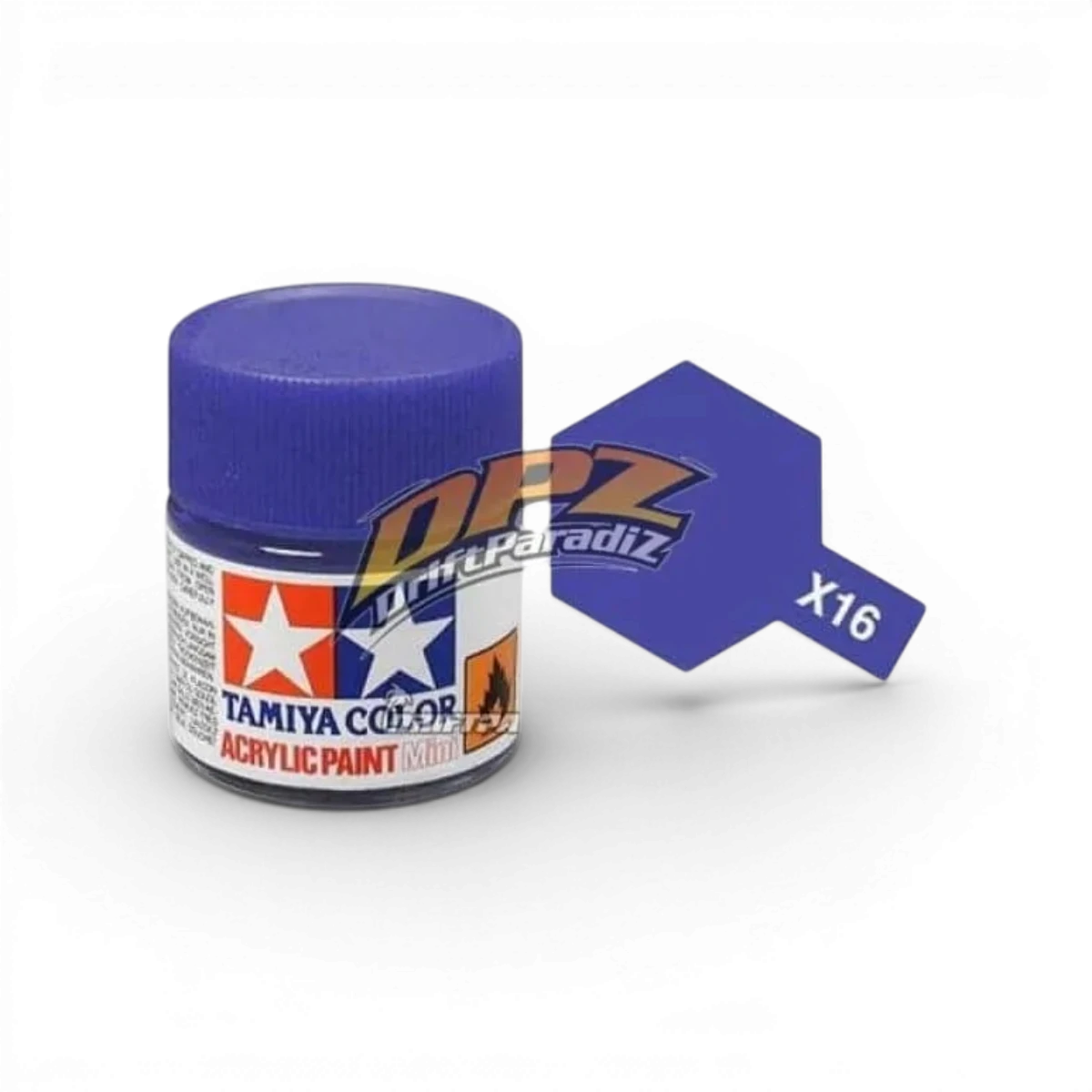 Peinture violette brillante Tamiya X16 pour modélisme, finition lisse et éclatante, dans un flacon avec étiquette.