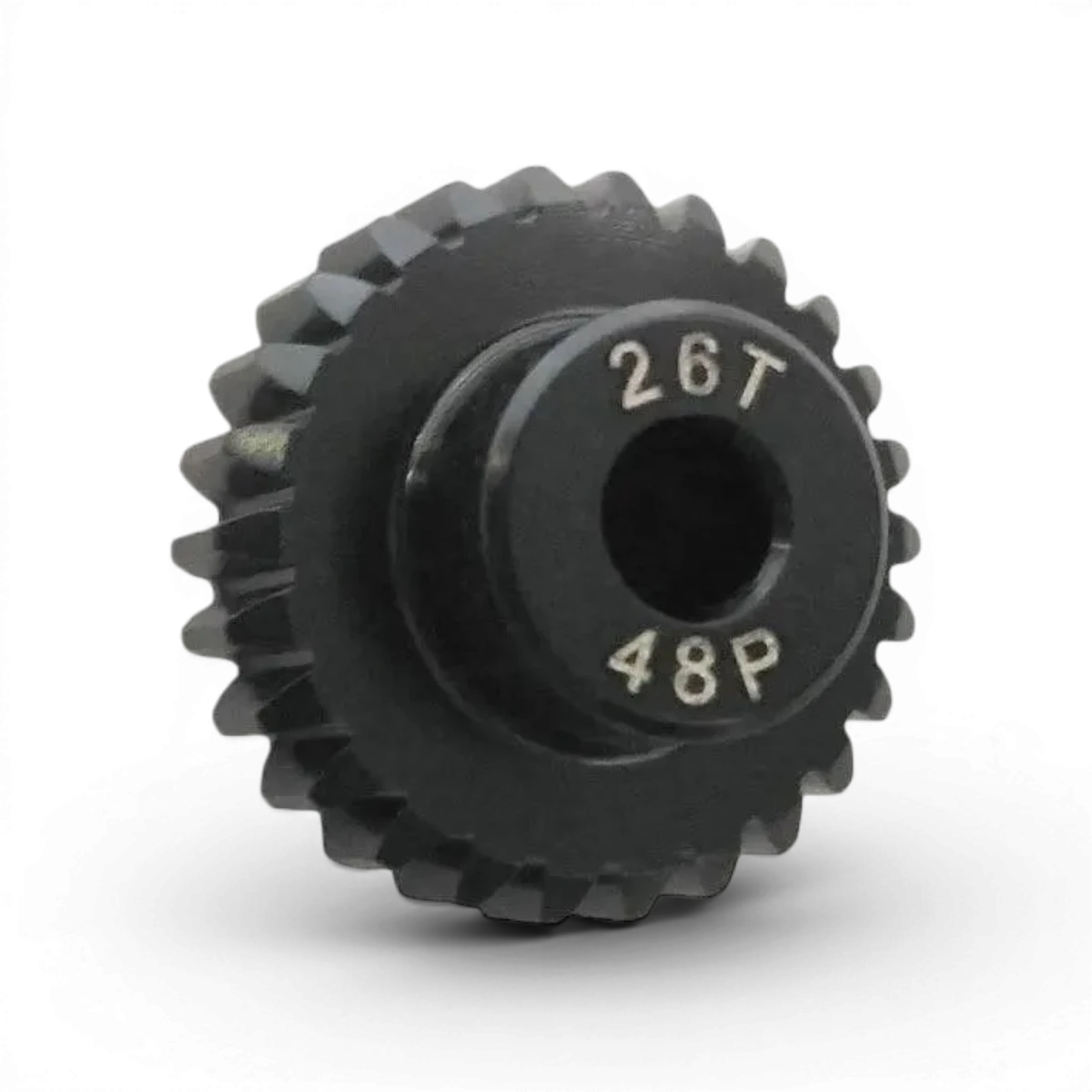 Pignon moteur en aluminium traité, 26 dents, 48dp, pour pièces détachées integra, visible avec détails métalliques.