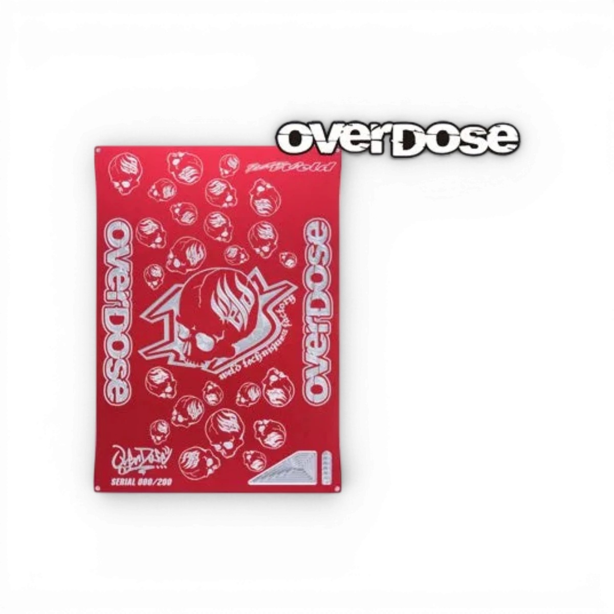 Planche de réglage Overdose Ver.2 Weld Skull en métal usinée, avec détails gravés pour fixation précise et style industriel.