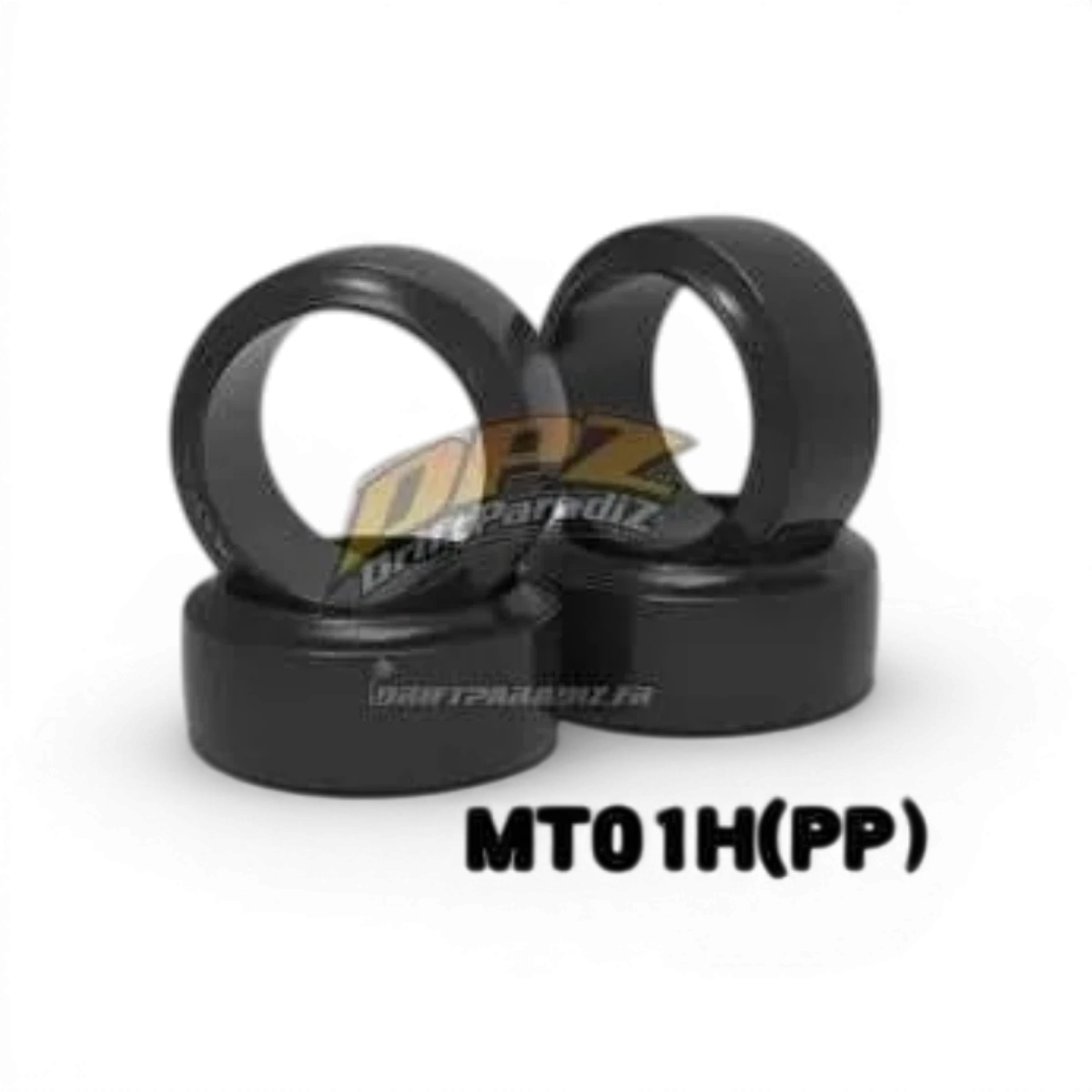 Roues RC Art Pneus Mini Dérive MT01SH en HDPE, conçues pour véhicules radiocommandés, avec détails de la bande de roulement.