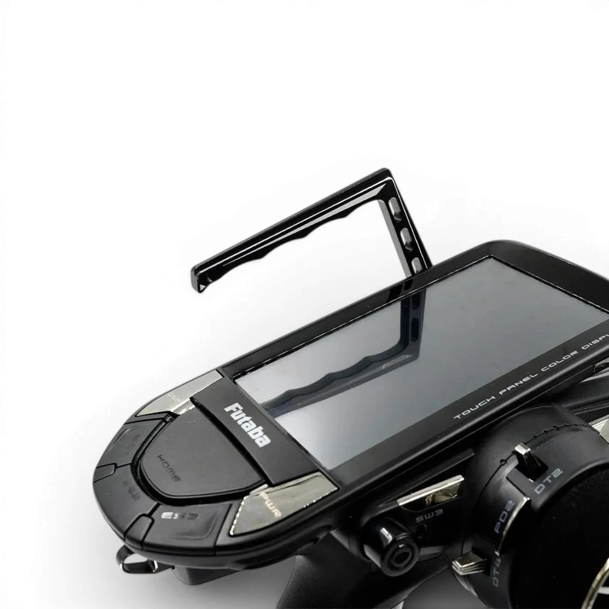 Poignée en aluminium de 10 px pour personnalisation, noire avec logo Yeah Racing, fixation durable et design léger.