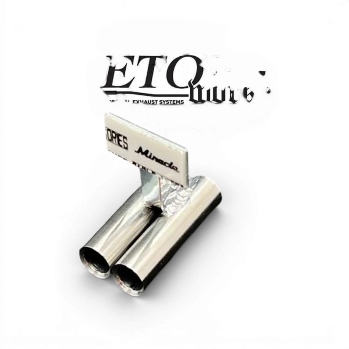Pot d'échappement double en inox 8mm de la marque ETO Works, pour personnalisation de véhicule, visible en image.