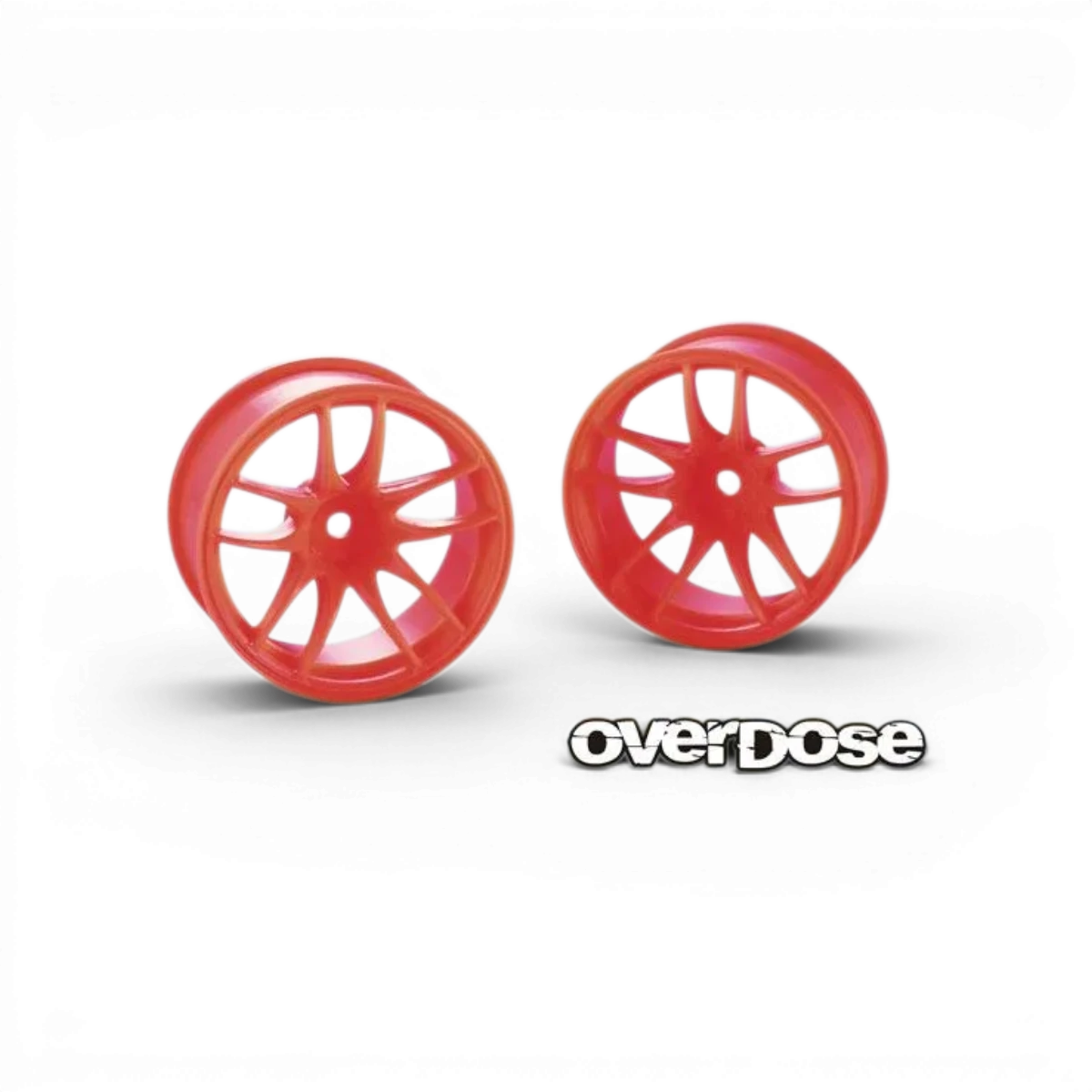 Roues Overdose R-SPEC WORK EMOTION CR Kiwami OFF+7 en rose fluo, finition brillante, vue en gros plan.