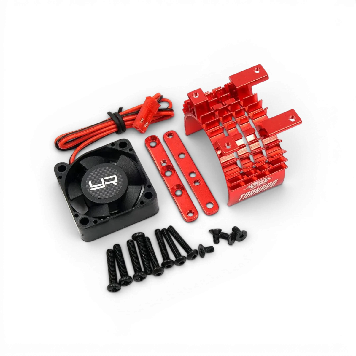Radiateur en aluminium Yeah Racing pour 540/550 avec ventilateur haute vitesse Tornado rouge, dissipateur de chaleur pour drone ou robot.