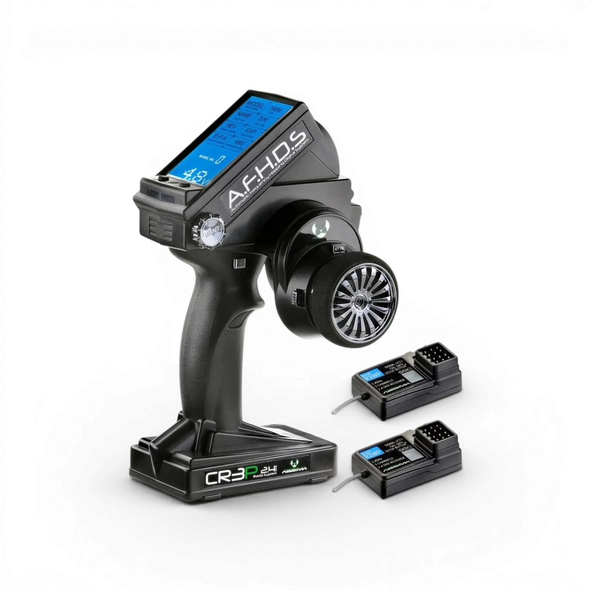 Radio CR3P Absima avec deux récepteurs R3WP, système électronique pour contrôle à distance.