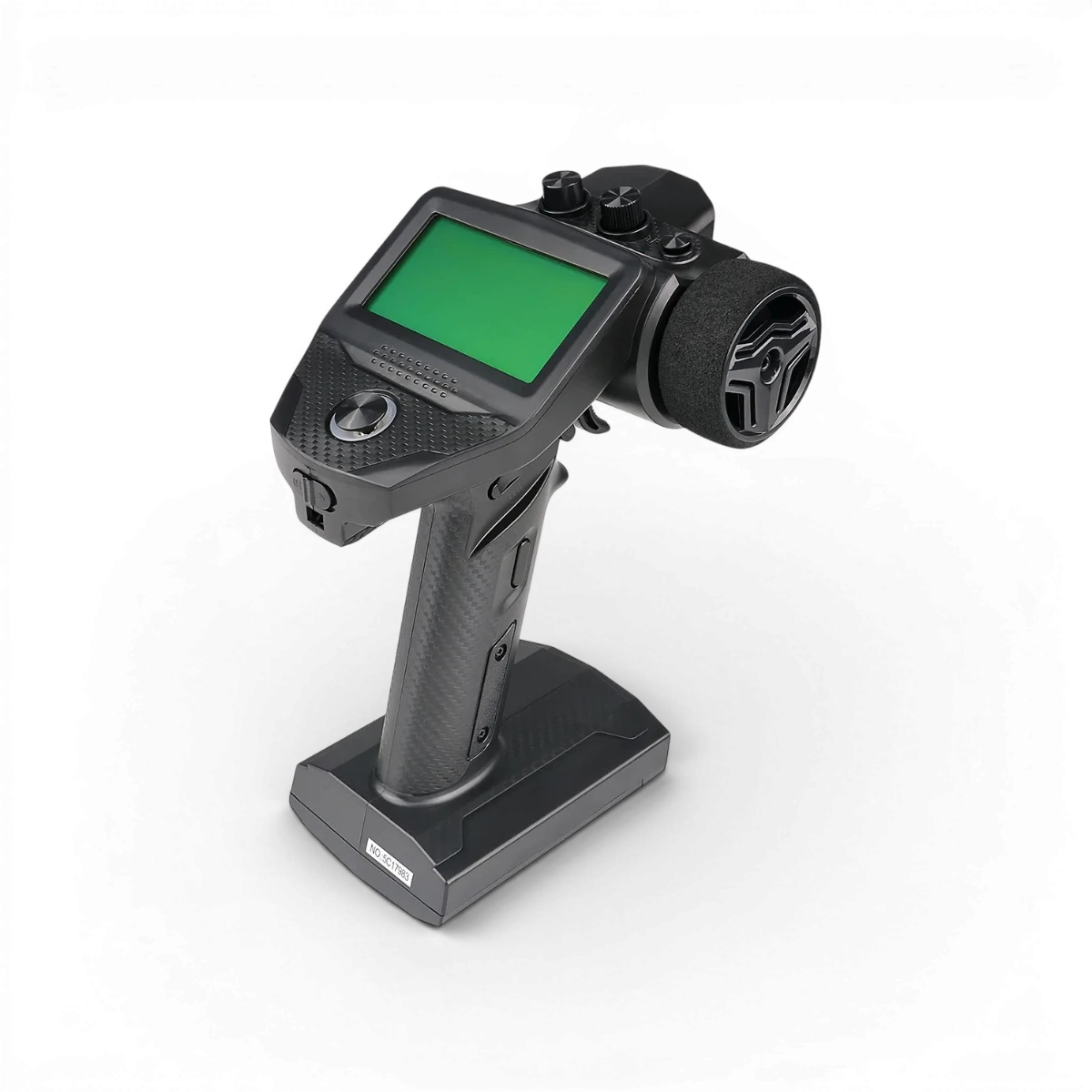 Radio Flysky FS-G7P+ électronique avec 10 canaux et récepteur FS096, affichage et contrôles visibles.