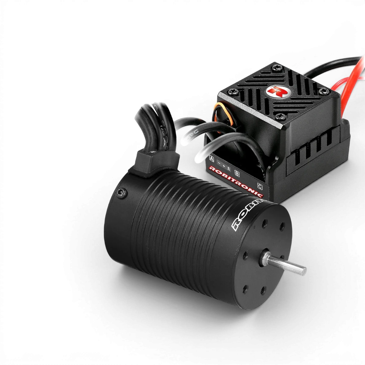 Combo brushless Razer Ten G2 Robitronic, moteur électronique 50A 3652 3000KV, visible avec composants et câbles.