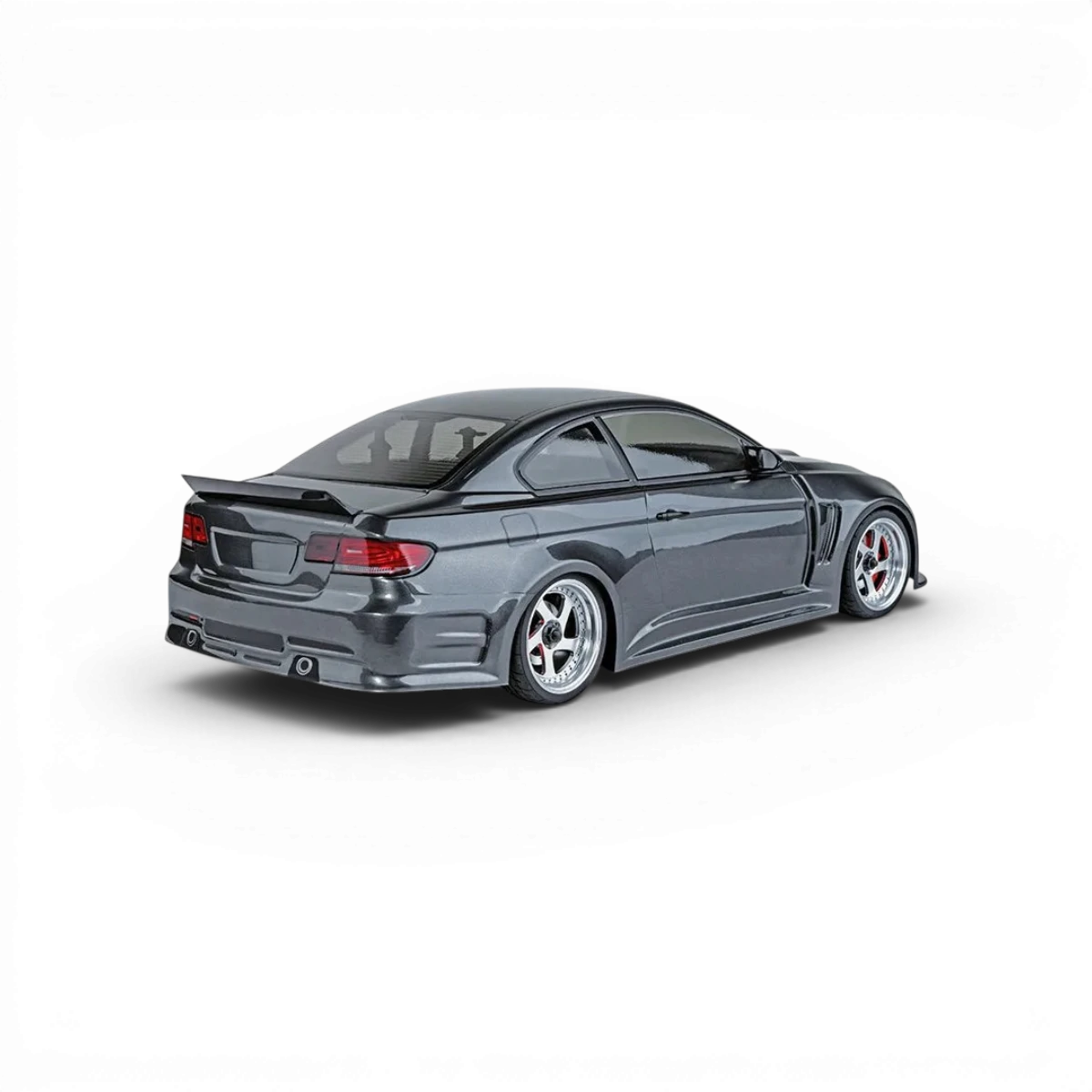 Voiture RC drift Max Speed Technology RMX 2.5 RTR E92 grise, modèle RC Drift avec carrosserie détaillée et pneus en caoutchouc.