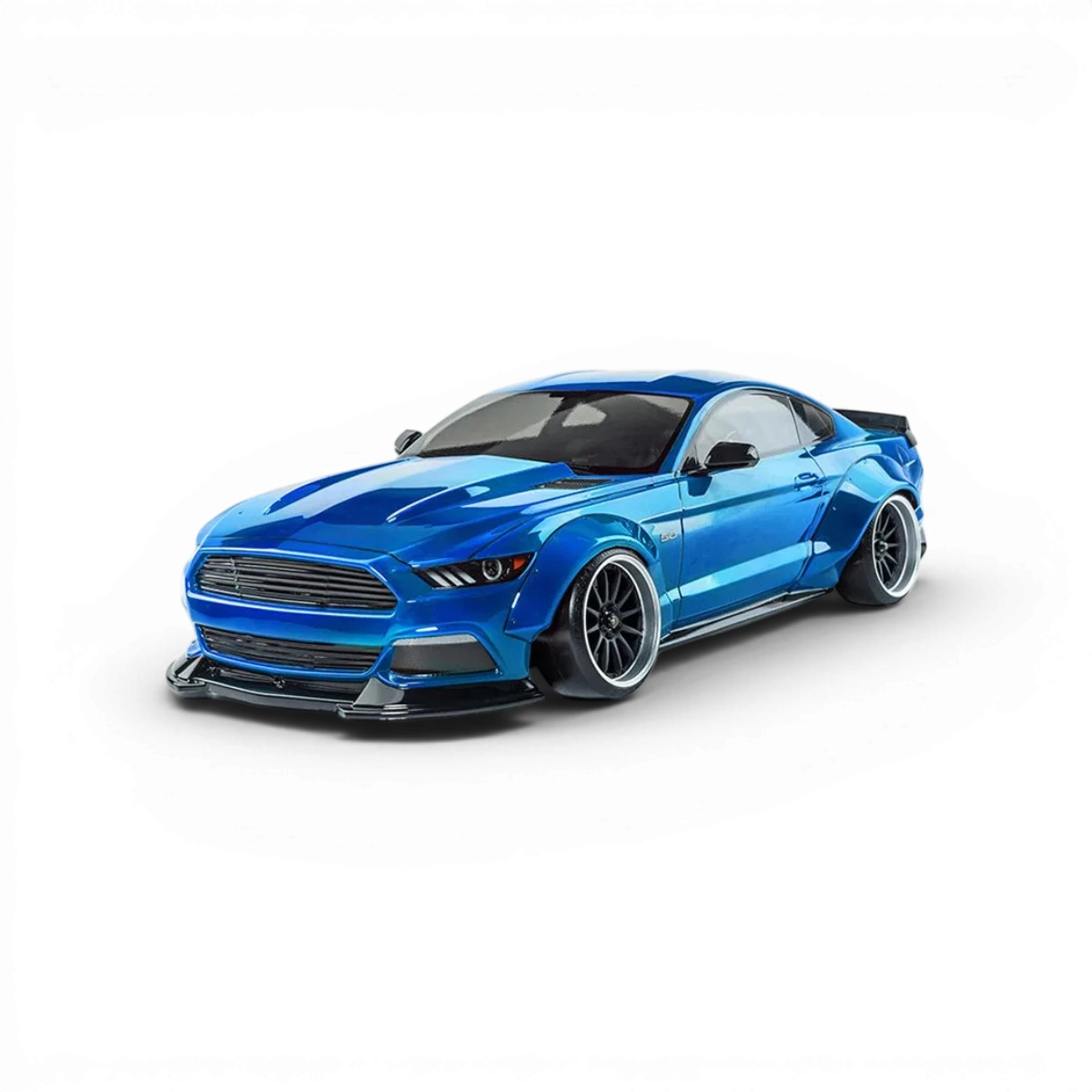 Voiture RC drift Max Speed Technology RMX 2.5 RTR Ford Mustang LBMT bleue, vue de côté avec détails du design.