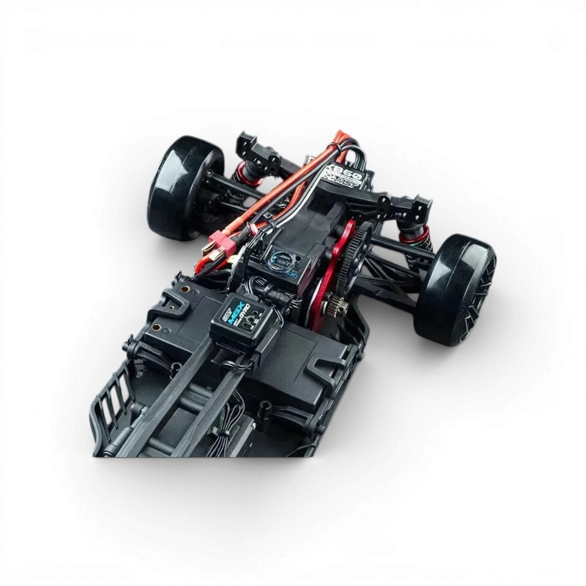 Voiture RC Drift Max Speed Technology RMX 2.5 RTR Ford Mustang LBMT grise, vue de côté avec détails du design.