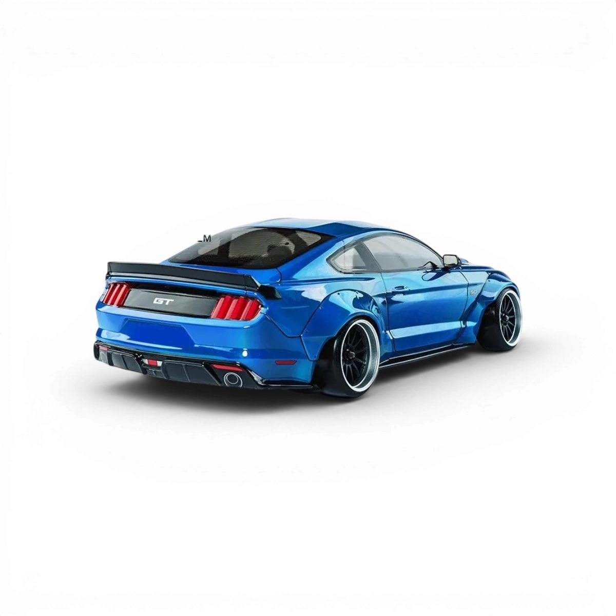 Voiture RC drift brushless Max Speed Technology RMX 2.5 RTR Ford Mustang bleue, vue de côté avec détails du corps.
