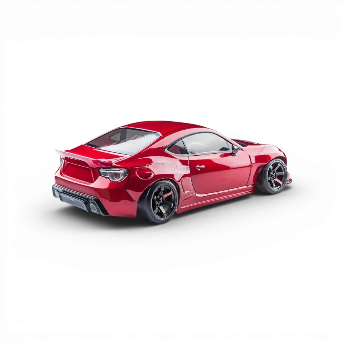 Voiture RC drift brushless Max Speed Technology RMX 2.5 RTR RB86 rouge candy, modèle Toyota 86RB, vue de côté avec détails.